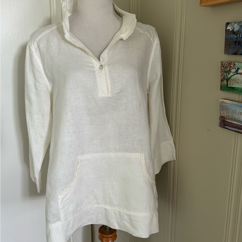 New Orleans designer Amelline cream linen tunic